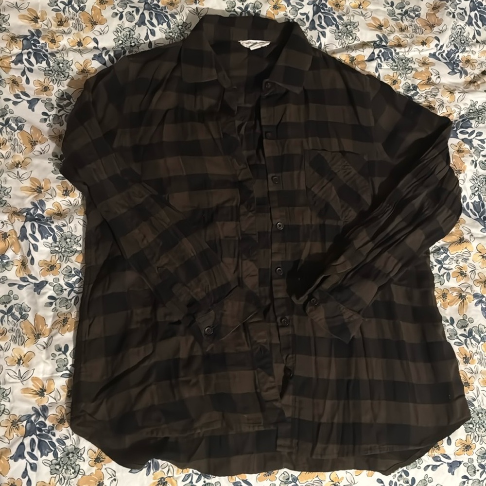 Women’s Brown/Black Buffalo plaid button down